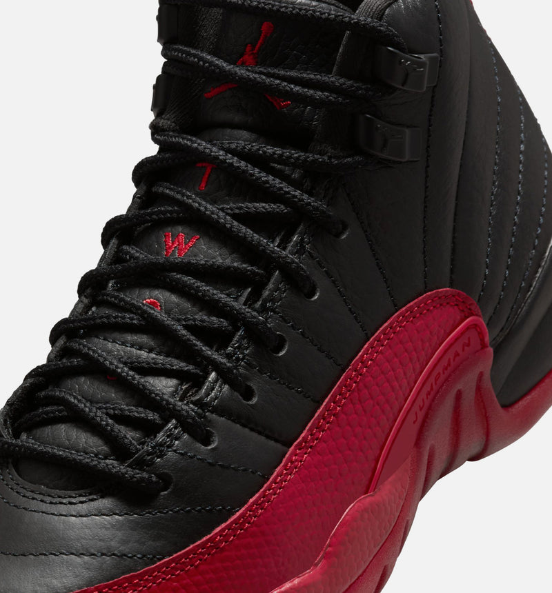 Air Jordan 12 Retro Flu Game Grade School Lifestyle Shoe - Black/Varsity Red