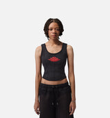 Flight Fleece Corset Womens Tank Top - Black/University Red