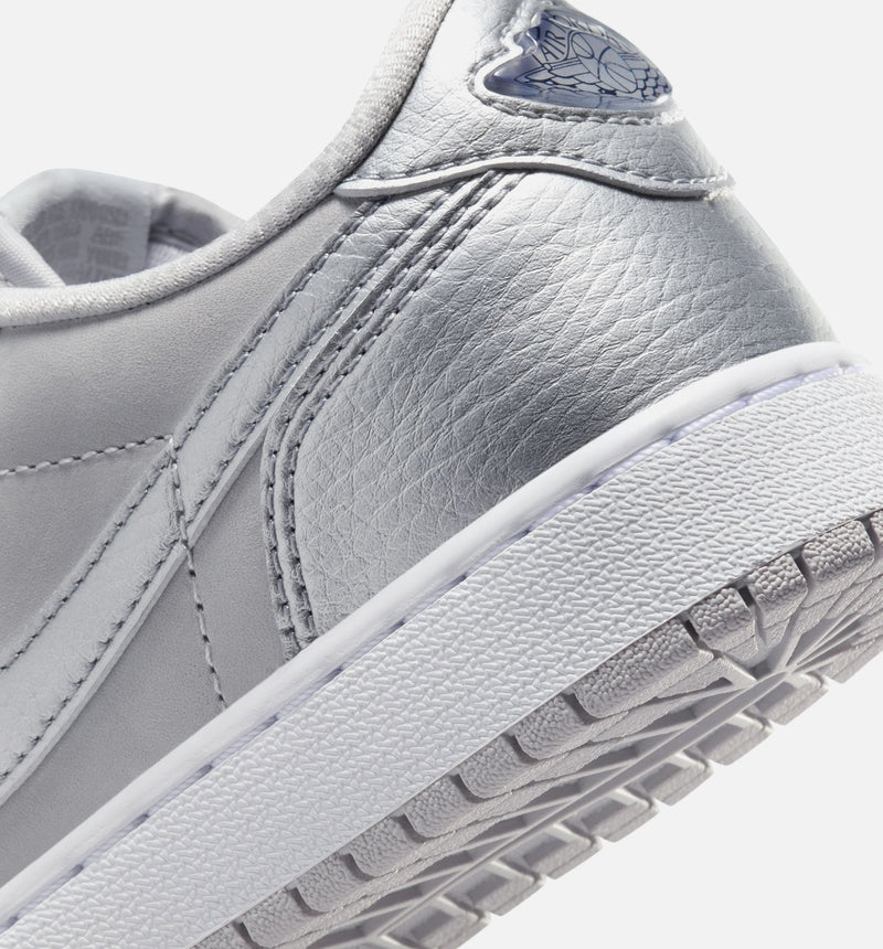 Air Jordan 1 Retro Low OG Silver Grade School Lifestyle Shoe - Neutral Grey/Metallic Silver/White