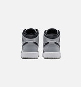 Air Jordan 1 Mid Grade School Lifestyle Shoe - White/Light Smoke Grey/Black