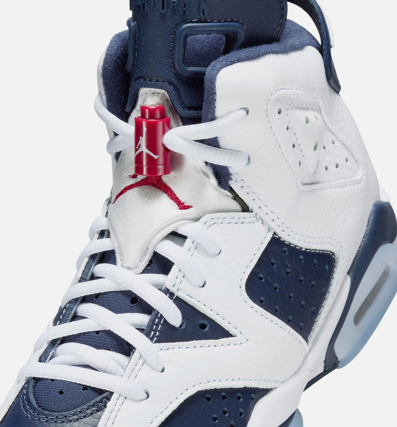 Air Jordan 6 Retro White and Midnight Navy Grade School Lifestyle Shoe - White/Varsity Red/Midnight Navy