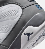 Air Jordan 9 Retro Flint Grey and French Blue Grade School Lifestyle Shoe - White/French Blue/Flint Grey