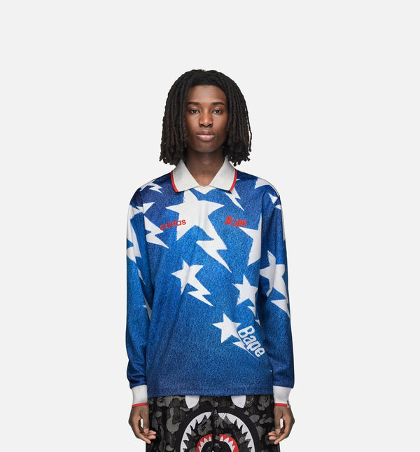 adidas KF4914 Bape Flame Short Sleeve Mens Jersey - Japan Blue