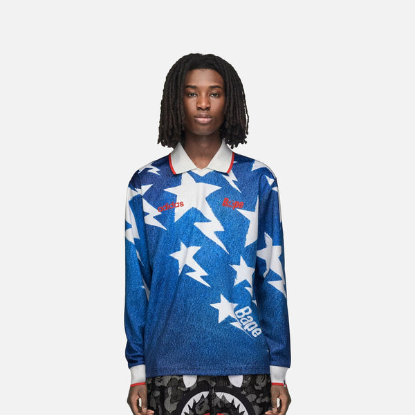 adidas KF4913 Bape Star Mens Long Sleeve Jersey - Medium Blue