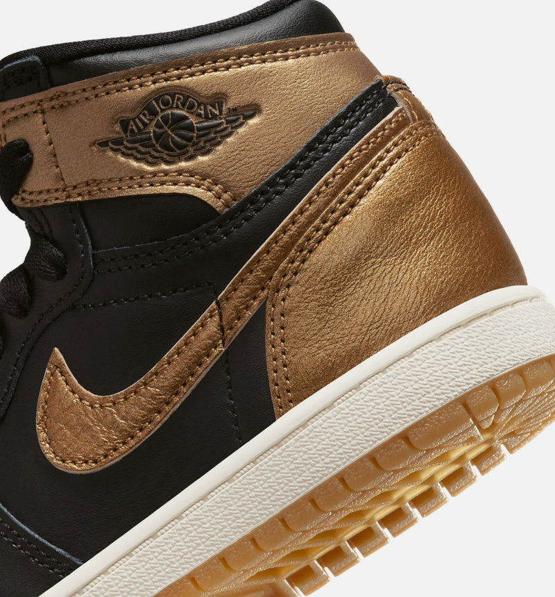 Air Jordan 1 Retro High OG Black and Gold Preschool Lifestyle Shoe - Black/Metallic Gold/Sail