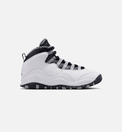 JORDAN IB7359-104
 Air Jordan 10 Retro Light Steel Grey Grade School Lifestyle Shoe - White/Black/Light Steel Grey Image 0