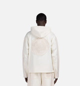 Denim Panel Mens Hoodie - Bone