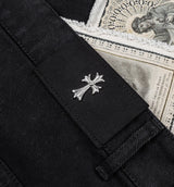 Crosses Patched Denim Mens Pants - Black/White