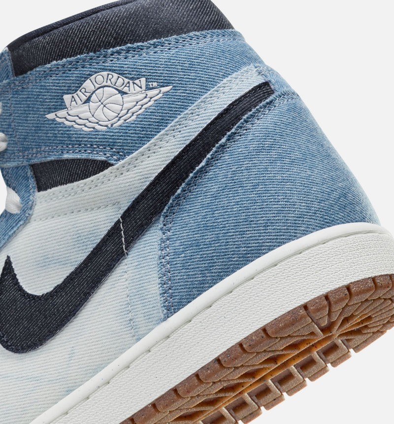 Air Jordan 1 Retro High OG Denim Mens Lifestyle Shoe - Summit White/Obsidian/Summit White/Gum Medium Brown Free Shipping