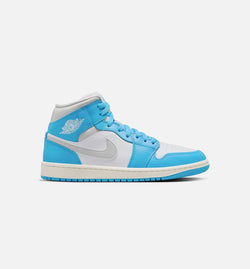 JORDAN BQ6472-400
 Air Jordan 1 Mid Dark Powder Blue Womens Lifestyle Shoe - Dark Powder Blue/Summit Grey/White Image 0