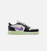 Air Jordan 1 Retro Low Black Raspberry Grade School Lifestyle Shoe - Black/Black Raspberry/Volt Tint