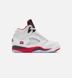 JORDAN HQ7979-101
 Air Jordan 5 Retro Fire Red Preschool Lifestyle Shoe - White/Fire Red/Black Image 0