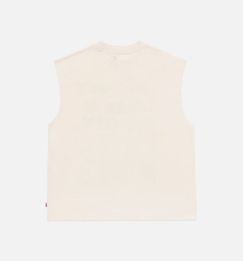 Block Party Cut Off Mens Short Sleeve Shirt - Bone