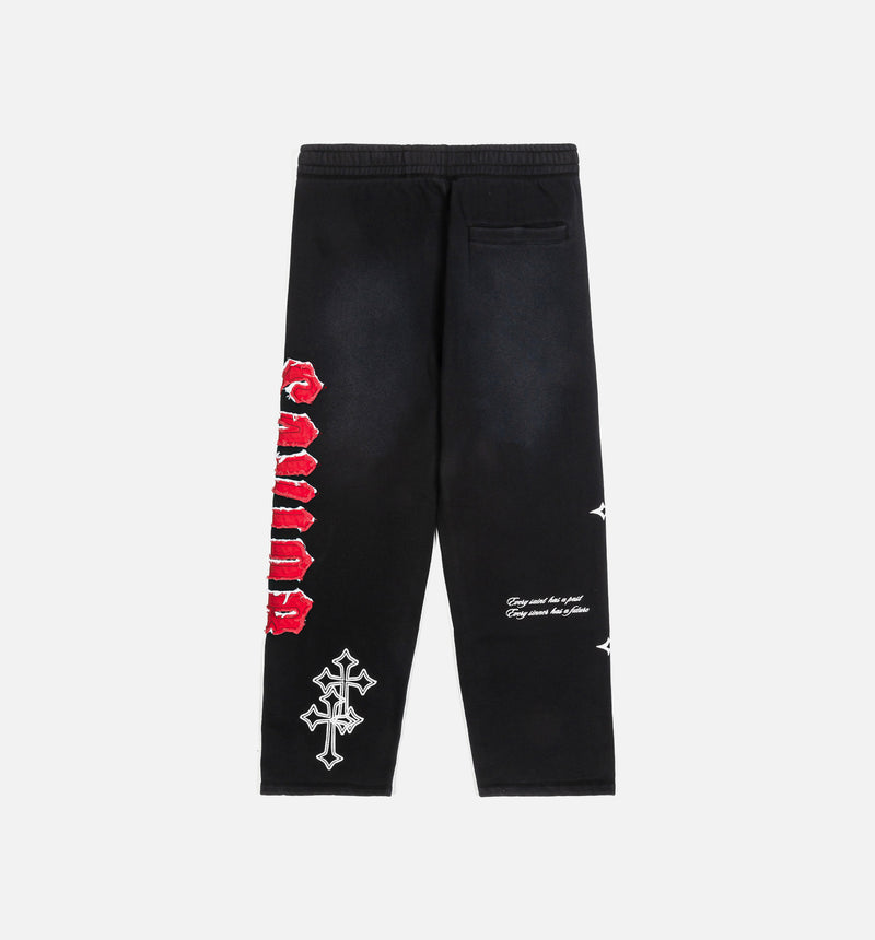 The Savior Straight Fleece Jogger Mens Pant - Black/Red