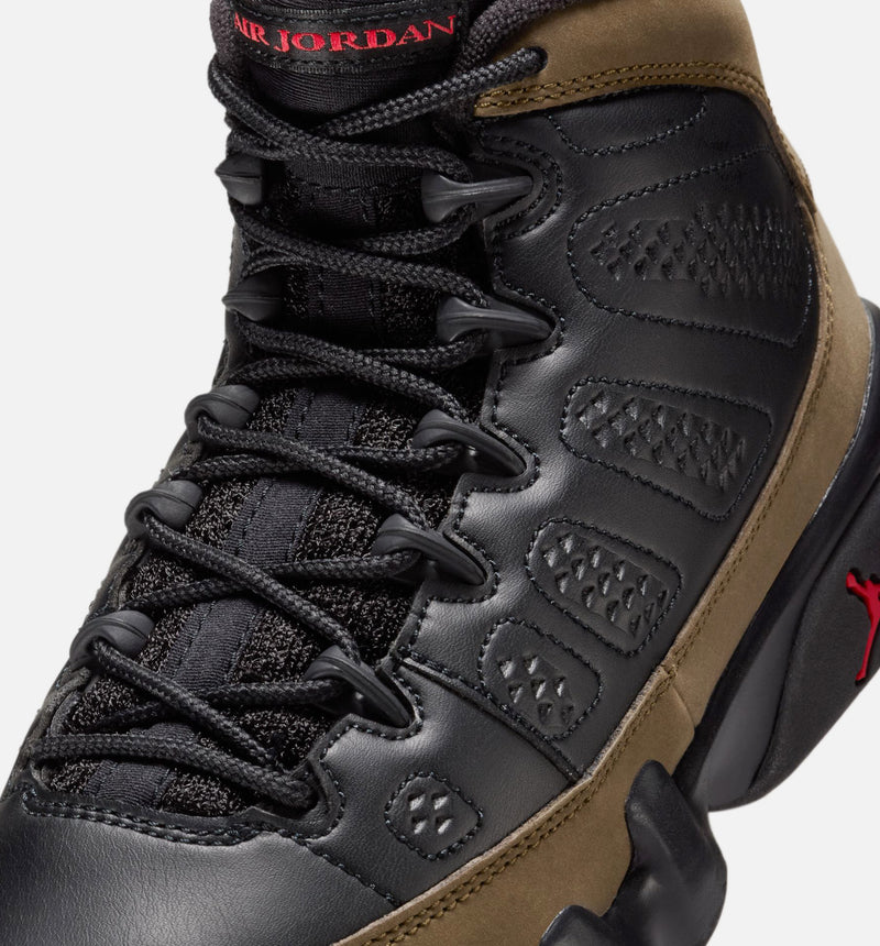 Air Jordan 9 Retro Olive Grade School Lifestyle Shoe - Black/True Red/Light Olive