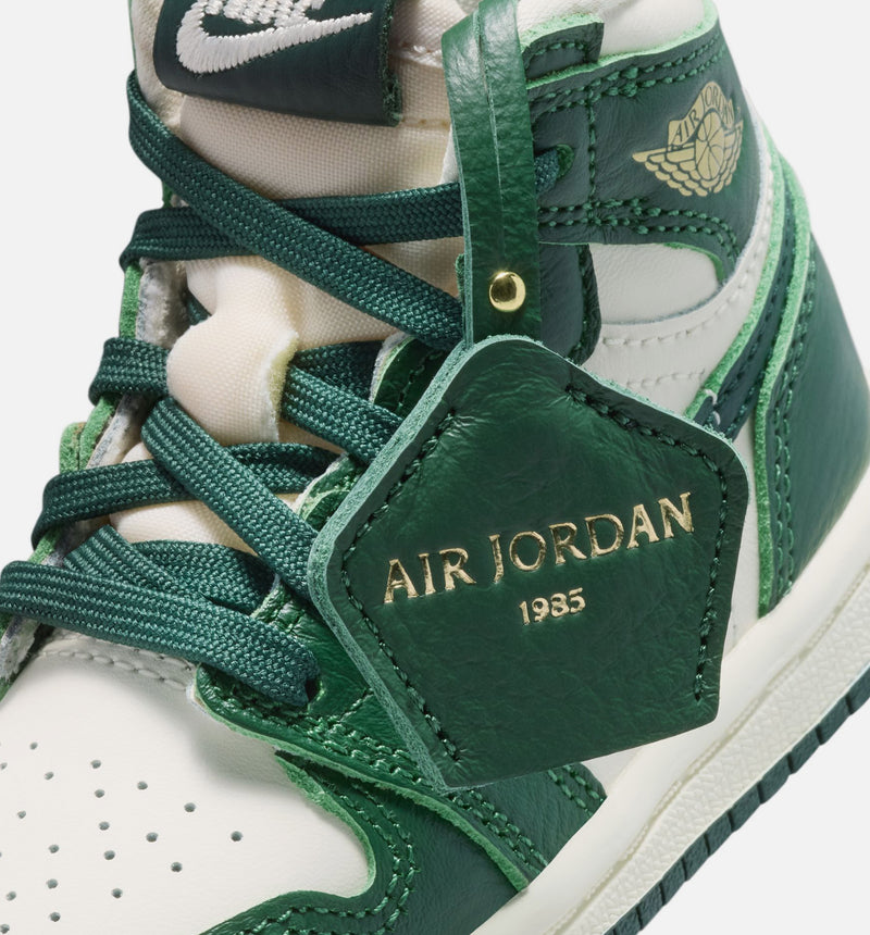 Air Jordan 1 Retro High OG Pro Green Infant Toddler Lifestyle Shoe - Pale Ivory/Pro Green/Fir/Coconut Milk Free Shipping