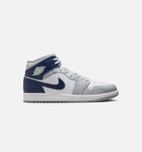 Air Jordan 1 Mid Mens Lifestyle Shoe - White/Wolf Grey/Midnight Navy