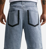 Sportswear Indigo Denim Mens Shorts - Blue Denim/Black/Safety Orange