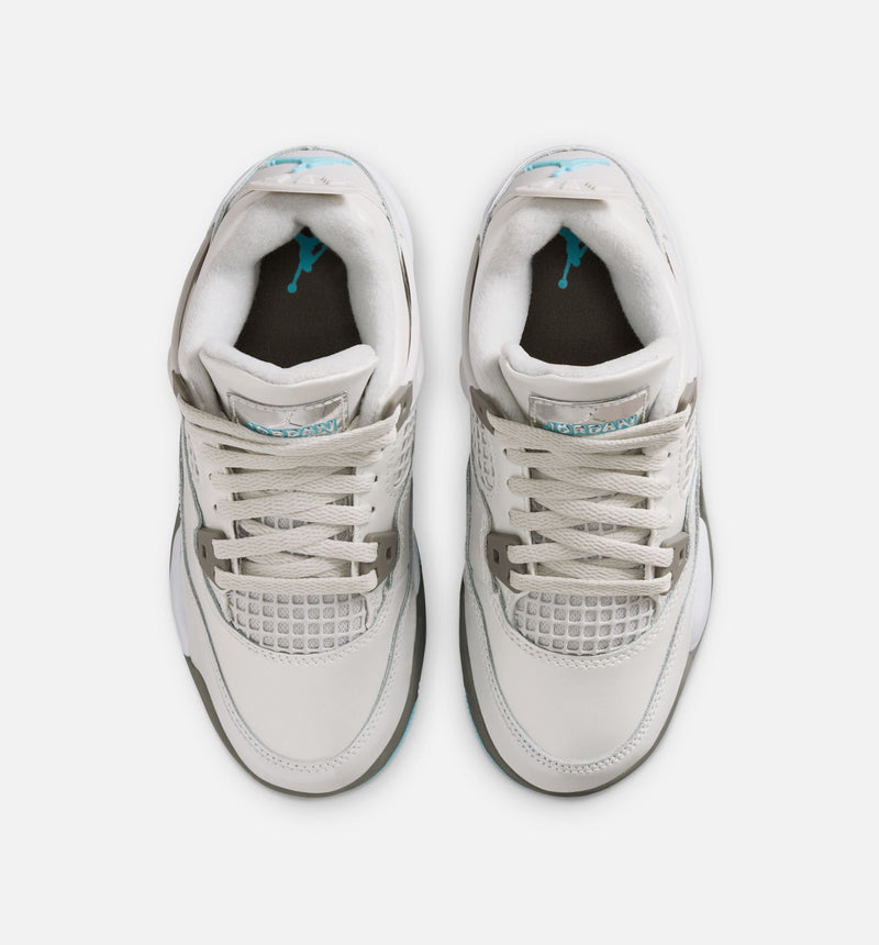 Air Jordan 4 Retro Blue Chill Preschool Lifestyle Shoe - Photon Dust/Blue Chill/Flat Pewter/White/Blue Tint