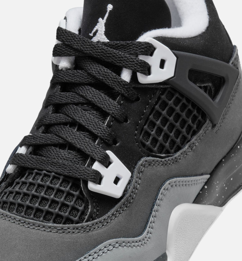 Air Jordan 4 Retro Fear Preschool Lifestyle Shoe - Black/White/Anthracite/Black/Pure Platinum