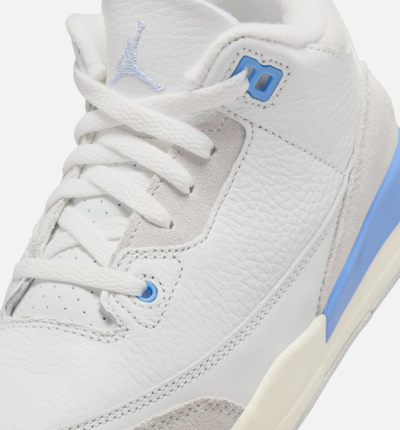 Air Jordan 3 Retro Lucky Shorts Preschool Lifestyle Shoe - Summit White/Hydrogen Blue/Legend Blue