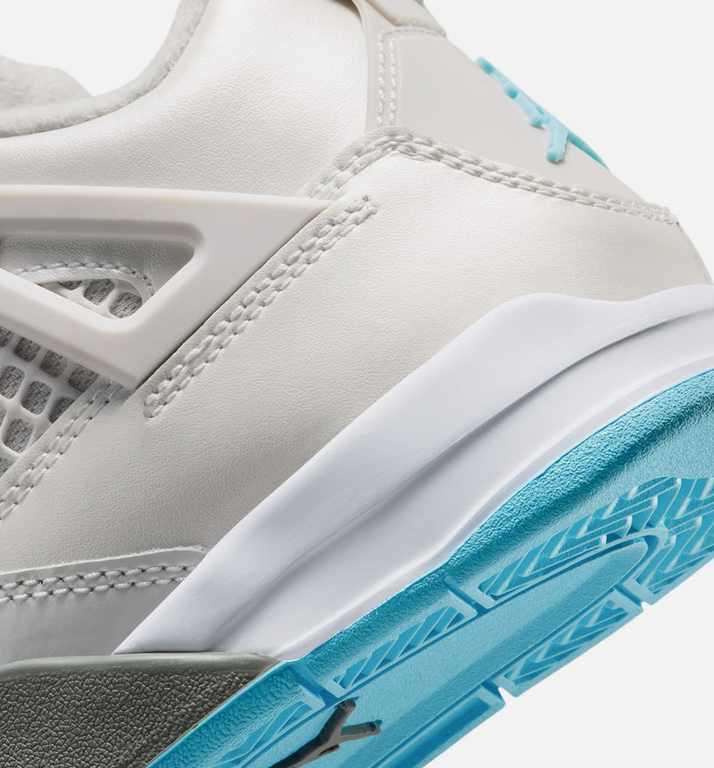 Air Jordan 4 Retro Blue Chill Preschool Lifestyle Shoe - Photon Dust/Blue Chill/Flat Pewter/White/Blue Tint
