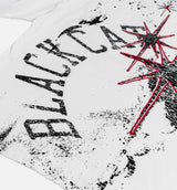 Black Cat Star Mens Short Sleeve Shirt - White