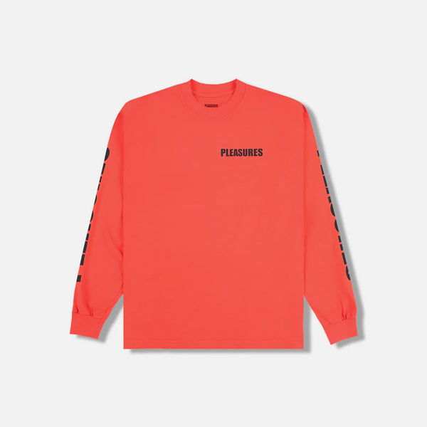 Pleasures P25SP053-ORANGE Impact Staff Mens Long Sleeve Shirt