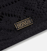 Pointelle Crochet Knit Mens Short - Black