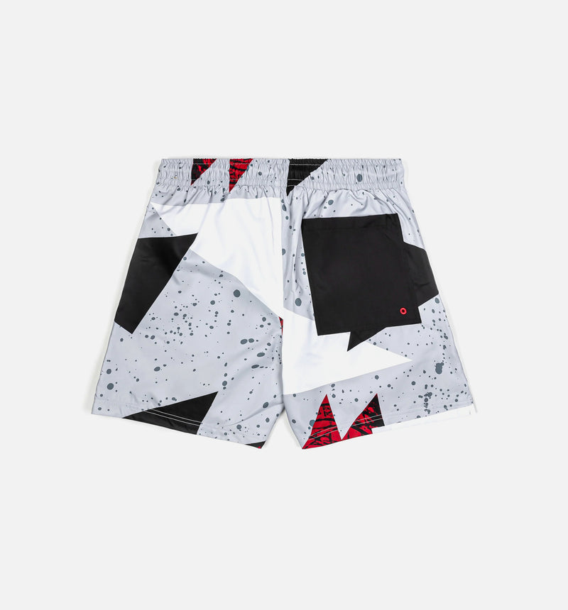 Essentials 5" Poolside Mens Shorts - Cement Grey/Fire Red