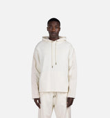 Denim Panel Mens Hoodie - Bone
