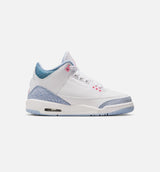 Air Jordan 3 Retro Cobalt Bliss Grade School Lifestyle Shoe - White/Cobalt Bliss/Football Grey/Pink Glow