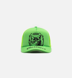 PLEASURES P25SU067-NEON
 House Cat Trucker Mens Hat - Neon/Green Image 0