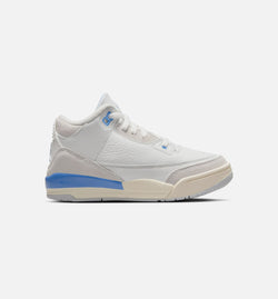 JORDAN DM0966-101
 Air Jordan 3 Retro Lucky Shorts Preschool Lifestyle Shoe - Summit White/Hydrogen Blue/Legend Blue Image 0