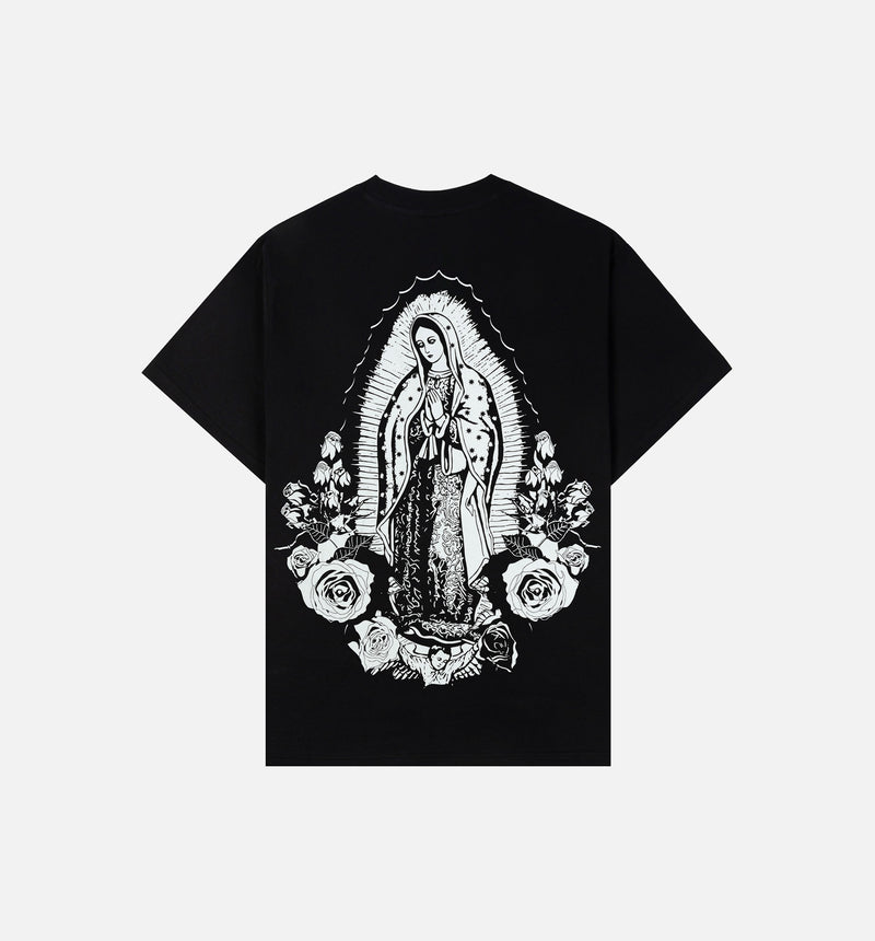 The Lady Of Guadalupe Mens Short Sleeve Shirt - Black/Cream