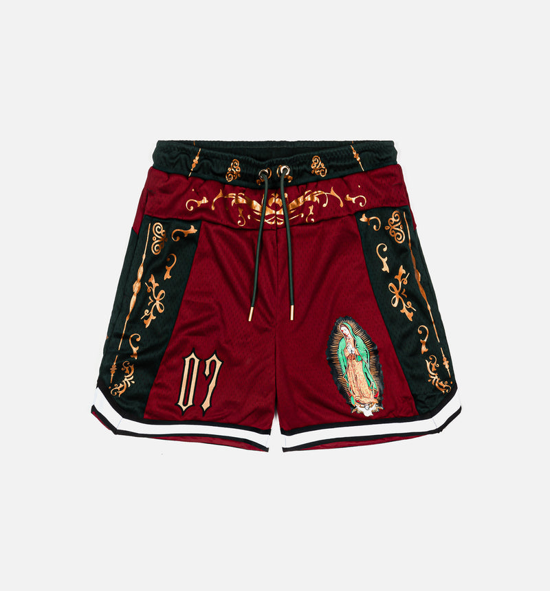Lady of Guadalupe 07 Mesh Mens Shorts - Red/Green