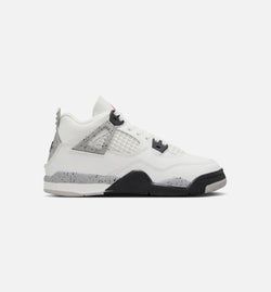 JORDAN IB4388-100
 Air Jordan 4 Retro White Cement Preschool Lifestyle Shoe - Summit White/Fire Red/Cement Grey/Black Image 0