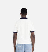 Pique Colorblock Polo Mens Short Sleeve Shirt - Bone/Black