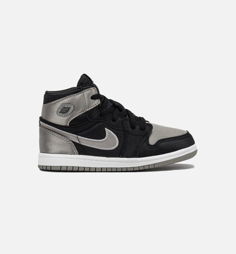 Air Jordan 1 Retro High OG Satin Shadow Infant Toddler Lifestyle Shoe - Black/Medium Grey/White