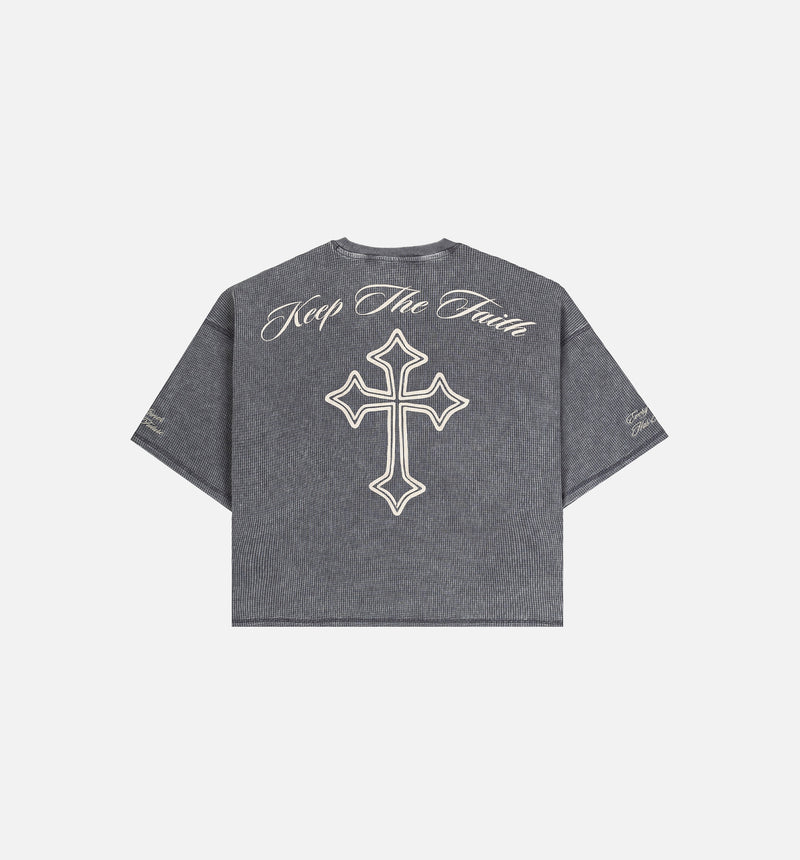 Keep The Faith Thermal Mens Short Sleeve Shirt - Grey/Beige