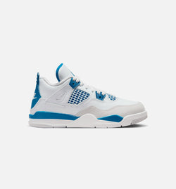 JORDAN BQ7669-141
 Air Jordan 4 Retro Industrial Blue Preschool Lifestyle Shoe - Off White/Industrial Blue/Neutral Grey Image 0