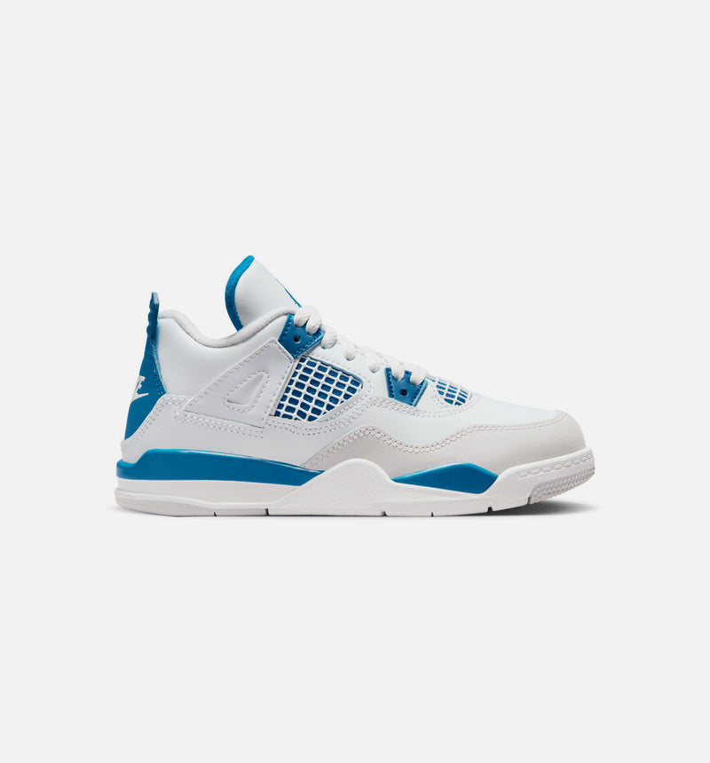 Air Jordan 4 Retro Industrial Blue Preschool Lifestyle Shoe - Off White/Industrial Blue/Neutral Grey