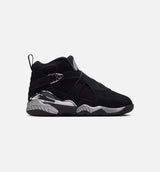Air Jordan 8 Retro Chrome Black And Light Graphite Preschool Lifestyle Shoe - Black/White/Light Graphi