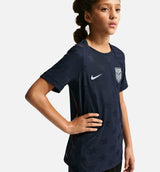 USMNT 2026/27 Match Away Aero Fit Soccer Authentic Grade School Jersey - Dark Obsidian/University Red/Pure Platinum