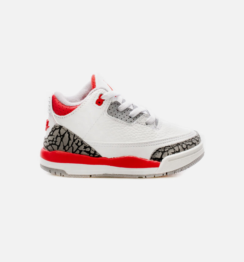 Air Jordan 3 OG Fire Red Infant Toddler Lifestyle Shoes - White/Red Free Shipping