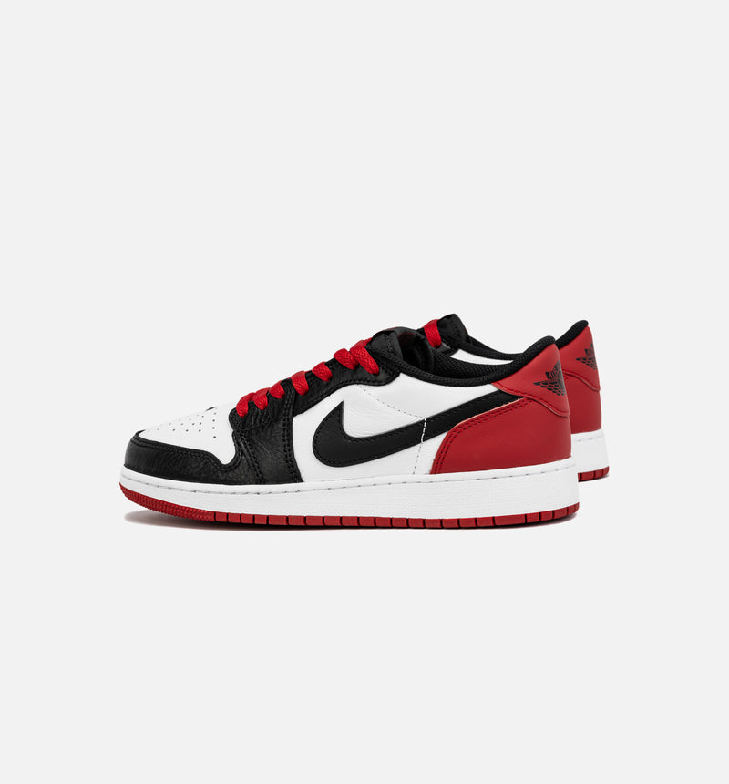 Air Jordan 1 Retro Low OG Black Toe Grade School Lifestyle Shoe - White/Red Free Shipping