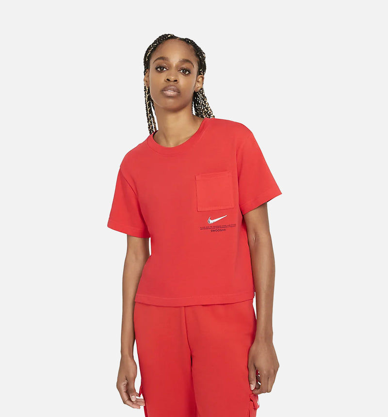Sportswear Swoosh Short Sleeve Womens T-Shirt - Red