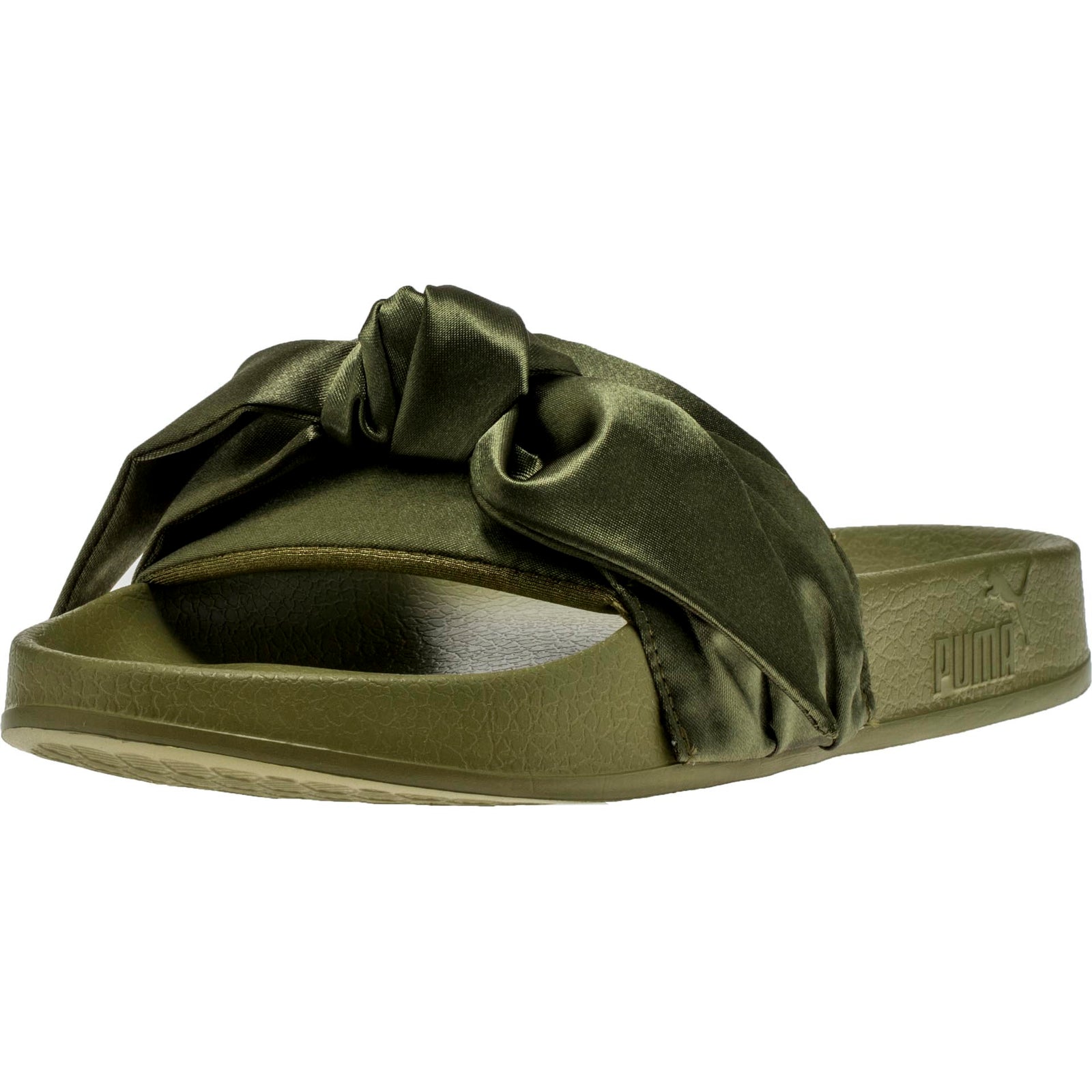 PUMA 365774 01 Puma Rihanna Fenty Bow Slides Women S Olive Green ShopNiceKicks