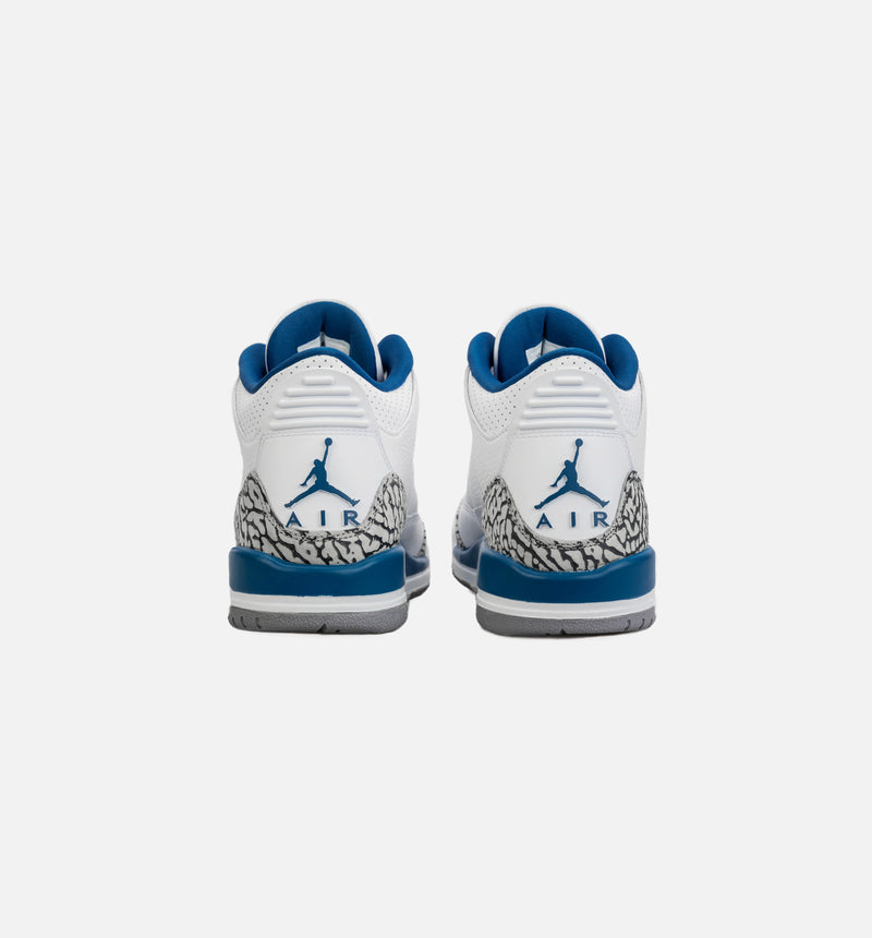Air Jordan 3 Retro Wizards True Blue Grade School Lifestyle Shoe - White/Blue