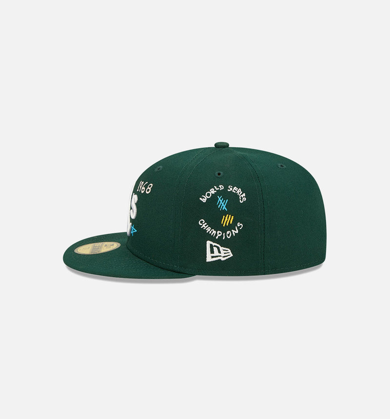 Oakland Athletics Scribble 59Fifty Fitted Cap Mens Hat - Green